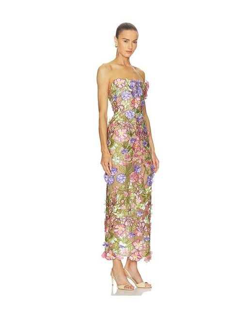Bronx and Banco White Iris Floral Maraya Strapless Ankle Dress