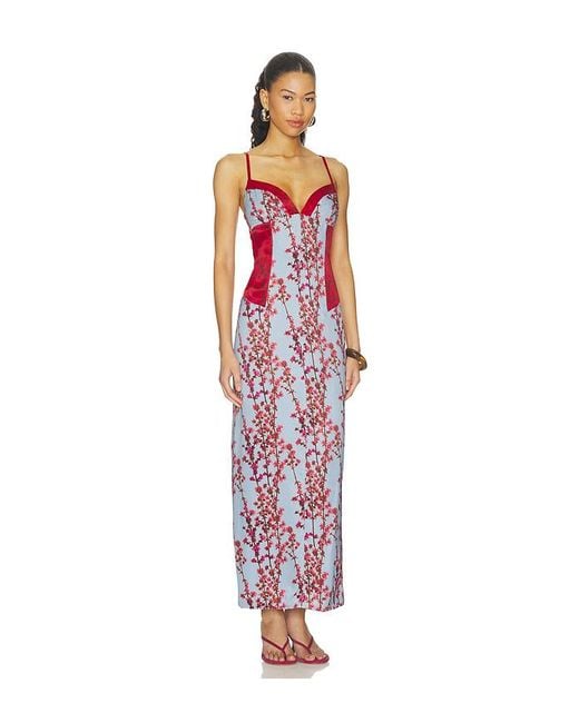 Muma World Red Sakura Mixed Celine Dress