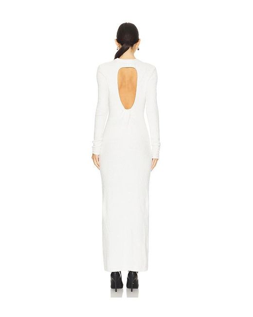 Lamarque White Knit Open Back Maxi Dress