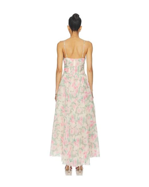 For Love & Lemons White Satin Burnout Maxi Dress