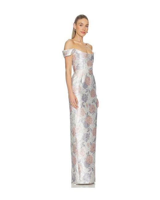 SAU LEE White Jackson Brocade Gown