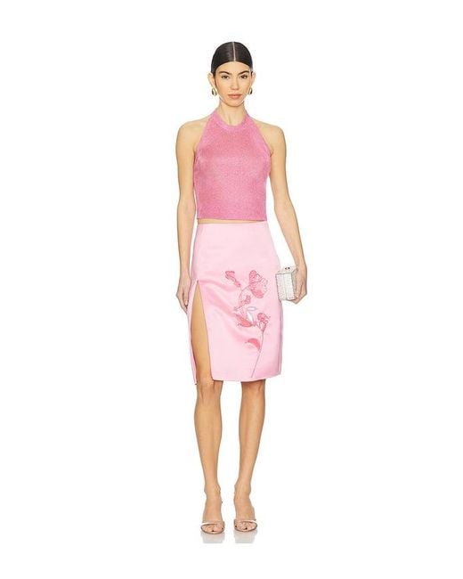 Des Phemmes Pink Side Slit Midi Skirt