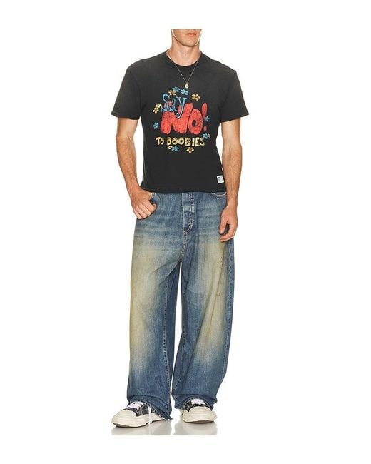 NAHMIAS Black Say No Open Hem Fitted Tee for men