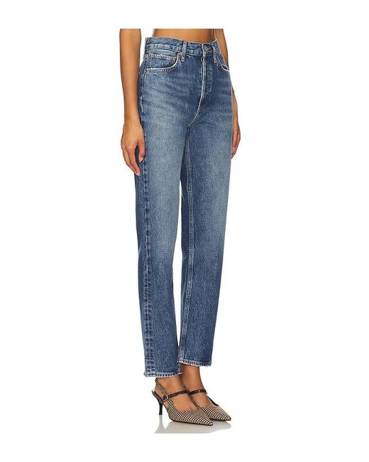 Agolde Blue 90S Pinch Waist High Rise Straight Jeans