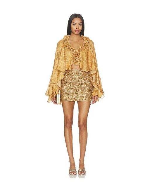 La Fuori Yellow Honeydew Ruffle Top
