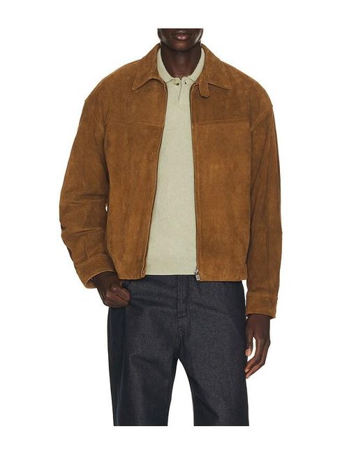 LE17SEPTEMBRE Brown Cow Suede Zip Blouson for men