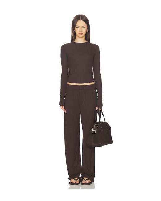 ÉTERNE Brown Long Sleeve Fitted Top