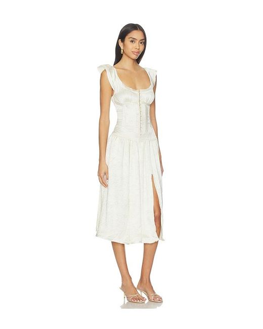 white embellished dress midi Crystal embellished crepe long midi dress with a side slit 38 (FR) / White