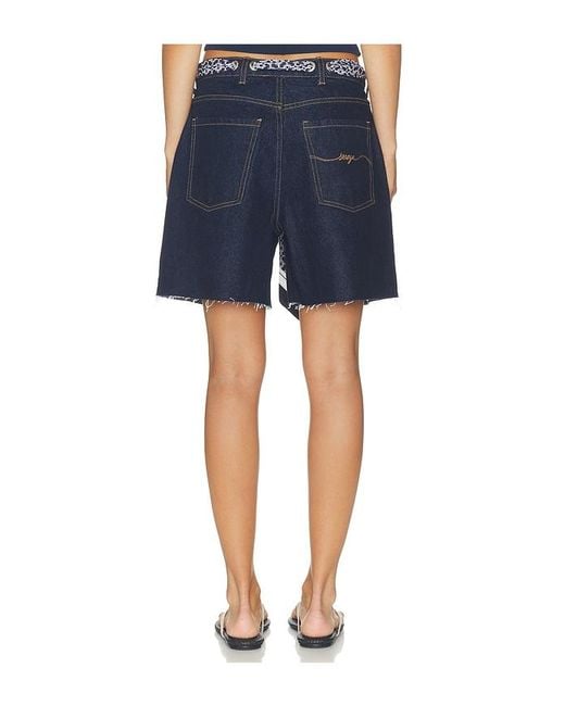 SER.O.YA Blue Sabrina Boyfriend Shorts With Scarf