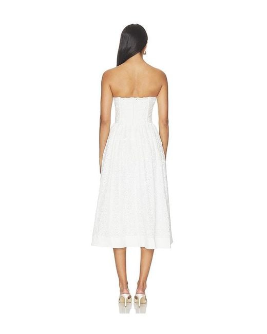 For Love & Lemons White Laura Eyelet Midi Dress