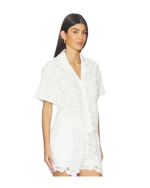 Jonathan Simkhai White Glenn Lace Camp Shirt
