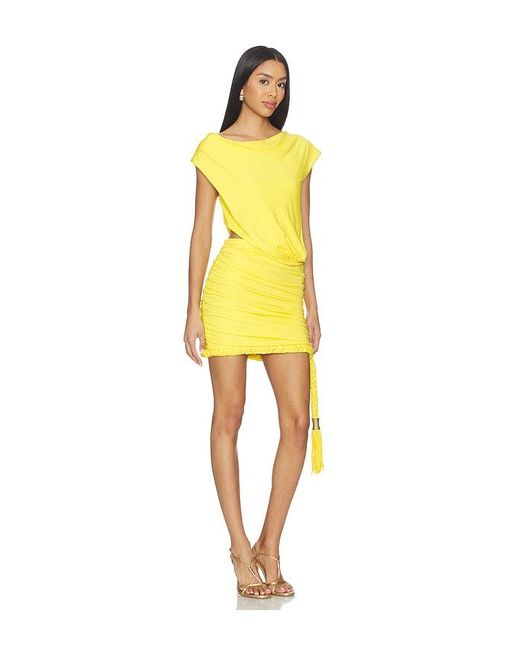 Jonathan Simkhai Yellow Nyla Draped Jersey Mini Dress