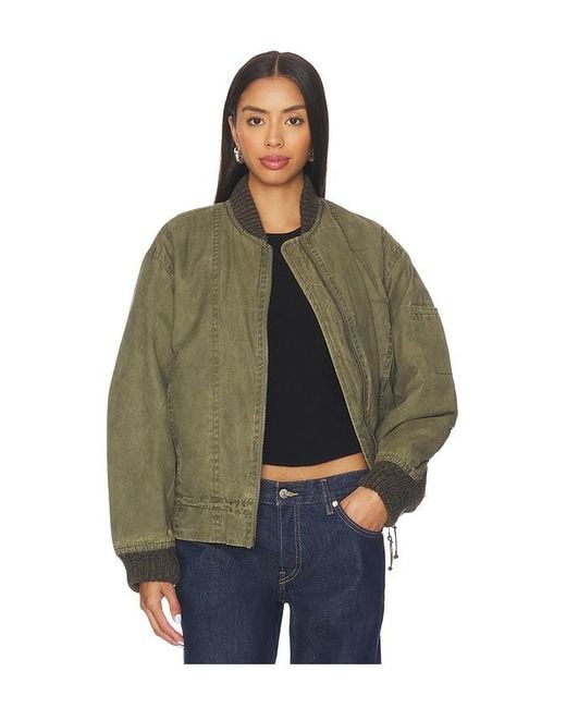 Free People Green X We The Free Jax Washed Bomber In Olive