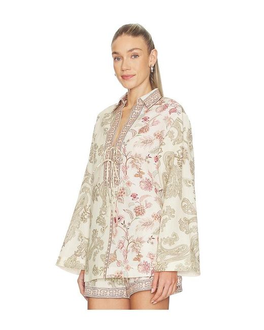 Hemant & Nandita Natural Drop Shoulder Collared Tunic