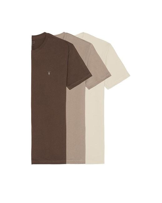 AllSaints Brown Brace Crew 3 Pack Tee for men