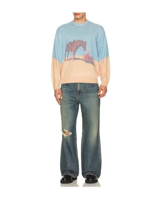 One Of These Days Blue So Far Away Printed Sweater for men