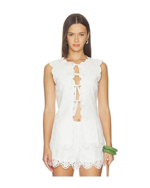 Simon Miller White Delilah Eyelet Tie Top