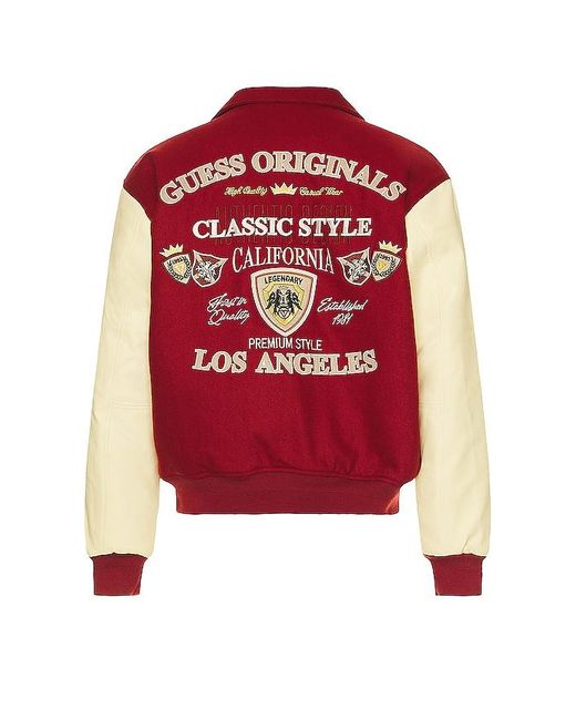 Guess Red Authentic Letterman Jacket for men