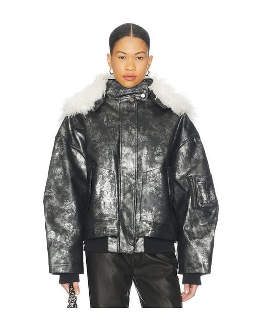Jaded London Black Xl Faux Fur Collar Bomber Jacket