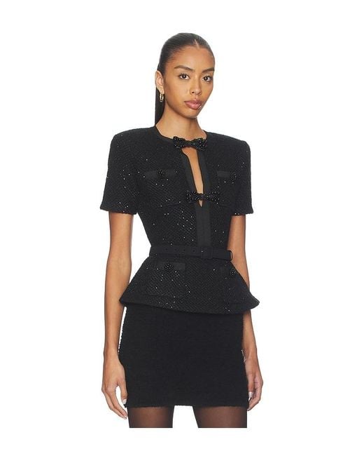 Self-Portrait Black Sequin Knit Top