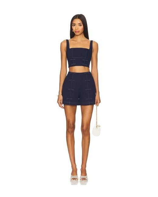 SAU LEE Blue Bridgette Denim Top