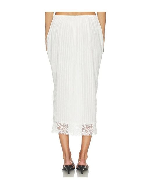 YUHAN WANG White Lace Hem Drawstring Skirt