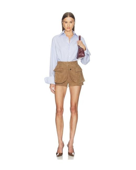Monse White Deconstructed Suede Short
