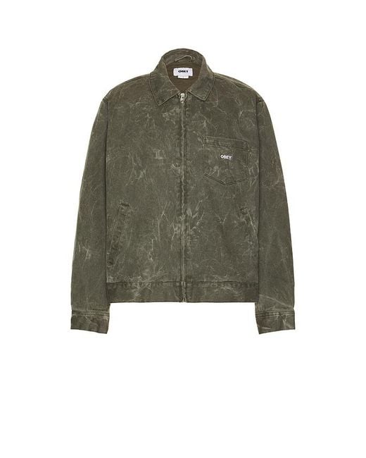 Chaqueta Con Cremallera Workman En Color Verde Talla (También En M, S, Xl/1X) Obey de hombre de color Green