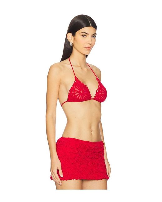 Norma Kamali Red Scallop Bra Top