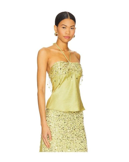 Asta Resort Yasmin Hand Beaded Halter Neck Top Yellow