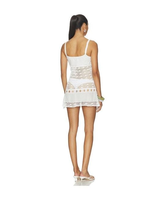 Frankie's Bikinis White X Jennie International Angel Crochet Mini Dress