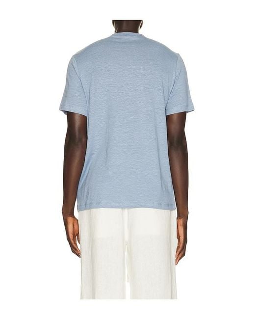 Onia Blue Stretch Linen Crewneck Tee Shirt for men