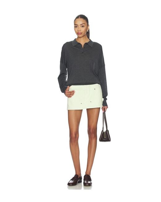 RENGGLI Black Silk Cashmere Boxy Long Sleeve Polo