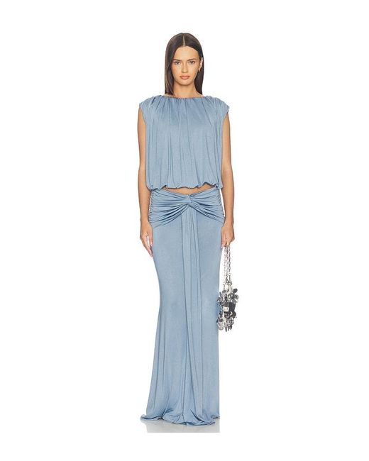 Amanda Uprichard Blue Breana Maxi Skirt