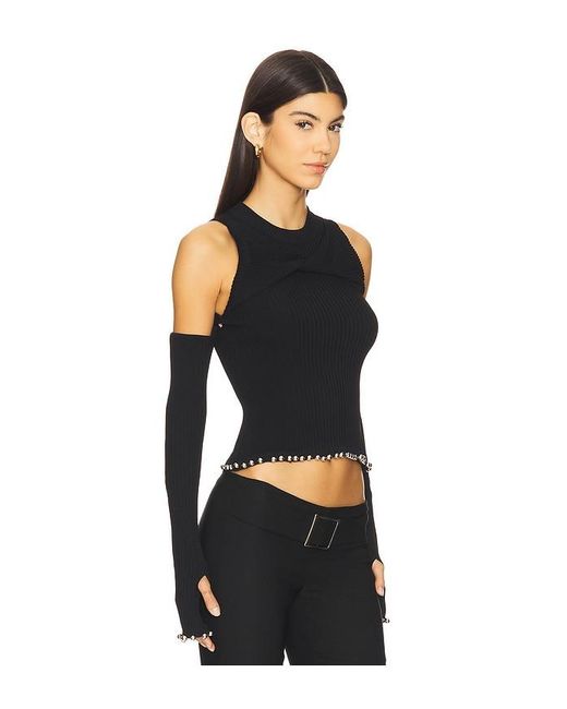 PRIVATE POLICY Black Twist Front Knit Top