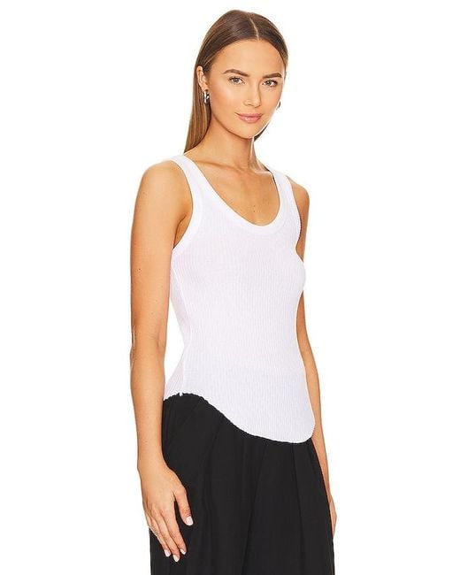 Enza Costa White Pointelle Baseball Tank