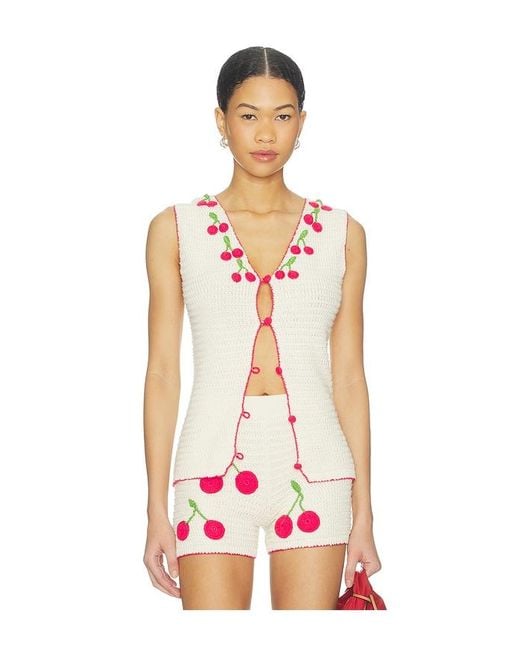 CAPITTANA White Sasha Cherry Top