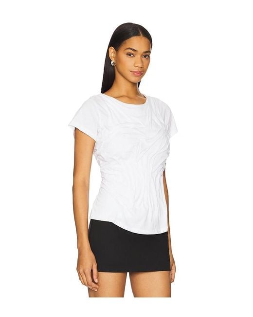 DI PETSA White Wetlook Draped T-Shirt