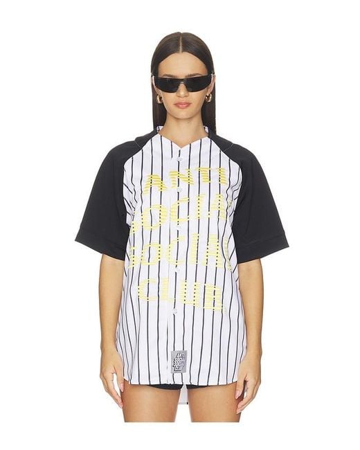 ANTI SOCIAL SOCIAL CLUB Black Pinstriped Baseball Jersey for men