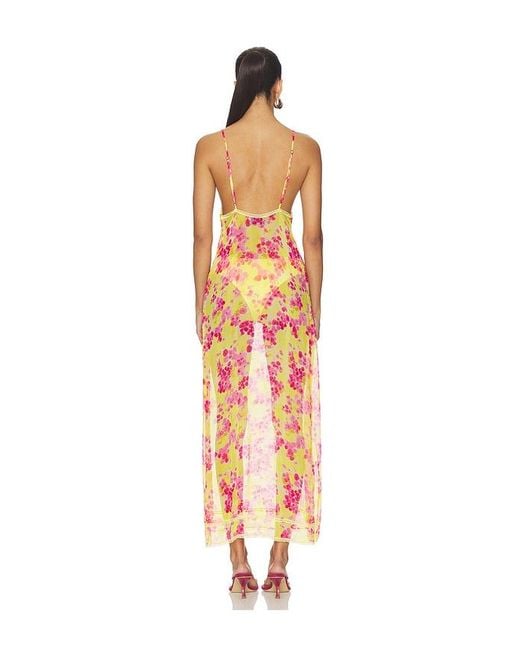 Indah White Priscilla Printed Lace Trim Triangle Bust Slip Dress