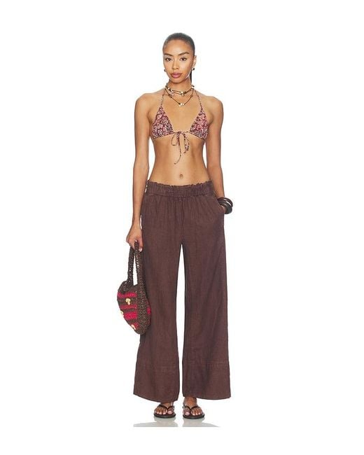Free People Brown Days End Linen Pull On