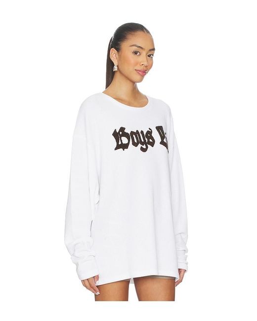 Boys Lie White Rocker Thermal Bf Longsleeve Tee