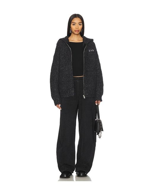 Alexander Wang Black Oversized Zip Up Hoodie