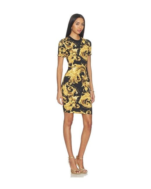 Versace Jeans Couture Yellow Baroque T-Shirt Dress