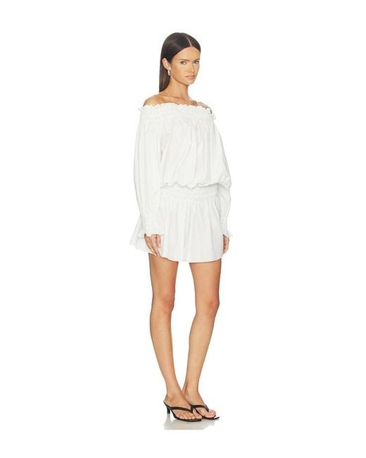 Norma Kamali White Long Sleeve Peasant Mini Dress