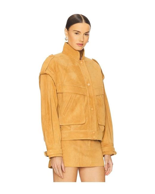 AEXAE Orange Leather Suede Oversized Jacket