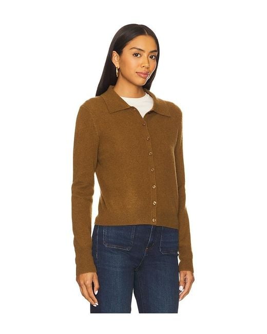 White + Warren Blue Cashmere Collared Cardigan