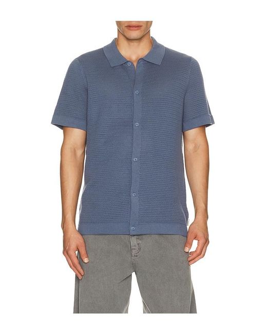 Onia Blue Drop Needle Button Up Shirt for men