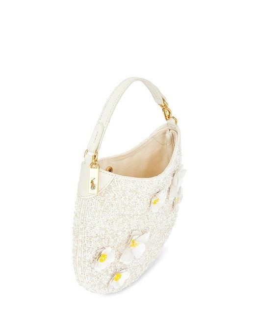 Polo Ralph Lauren White Beaded Pouch Small Shoulder Bag