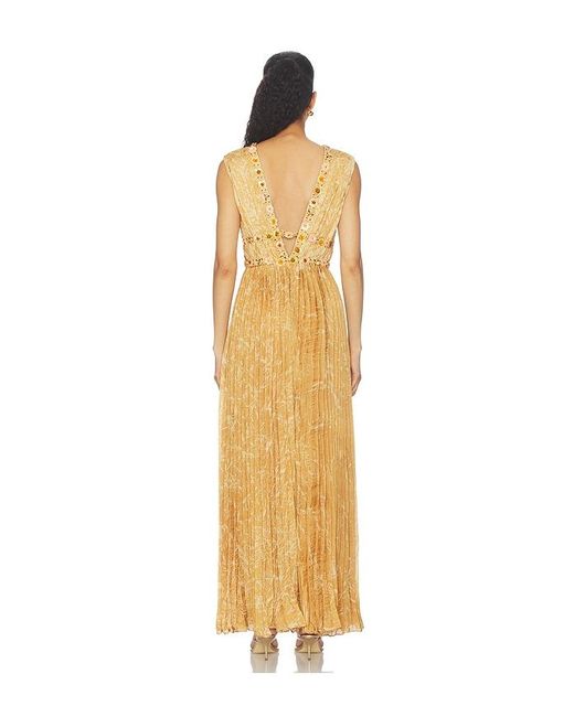 La Fuori Metallic Honeydew Draped Gown